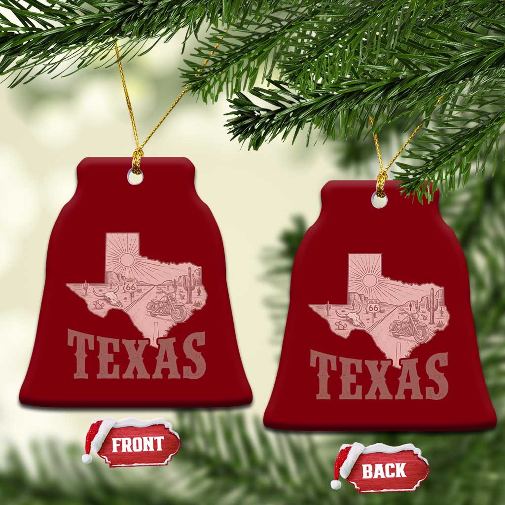 Texas Route Highway 66 Biker Ceramic Ornament Vintage Biker Road Trip