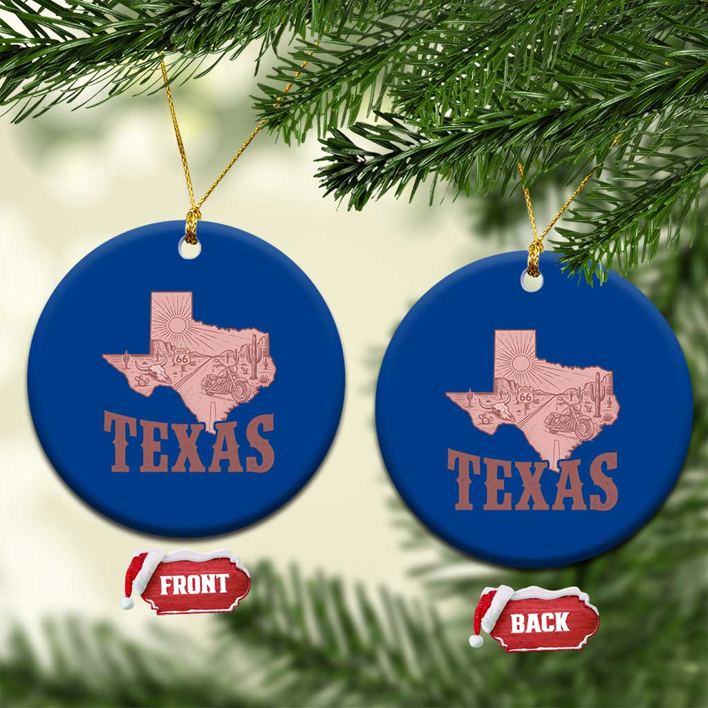 Texas Route Highway 66 Biker Ceramic Ornament Vintage Biker Road Trip