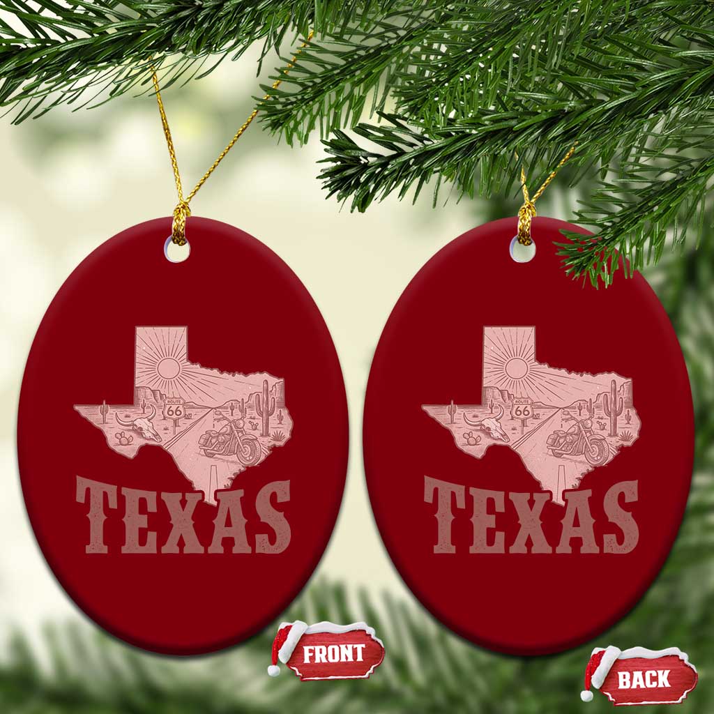Texas Route Highway 66 Biker Ceramic Ornament Vintage Biker Road Trip