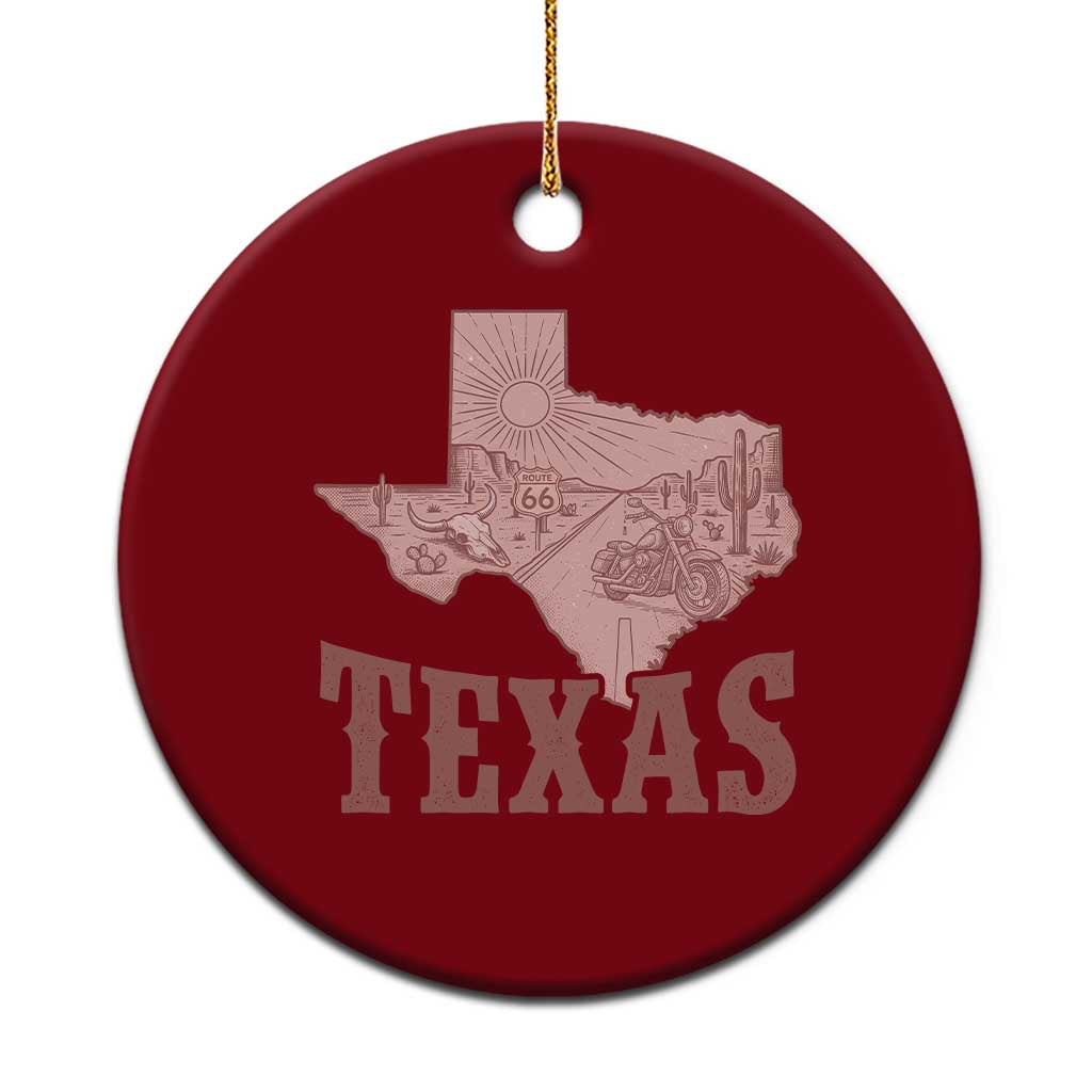 Texas Route Highway 66 Biker Ceramic Ornament Vintage Biker Road Trip