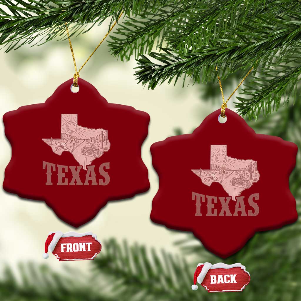 Texas Route Highway 66 Biker Ceramic Ornament Vintage Biker Road Trip