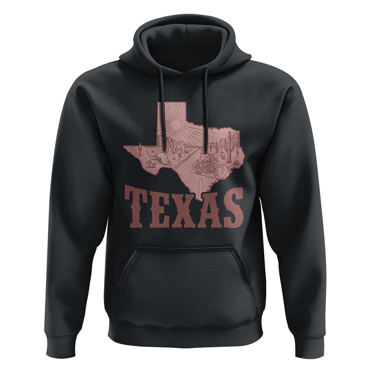 Texas Route Highway 66 Biker Hoodie Vintage Biker Road Trip