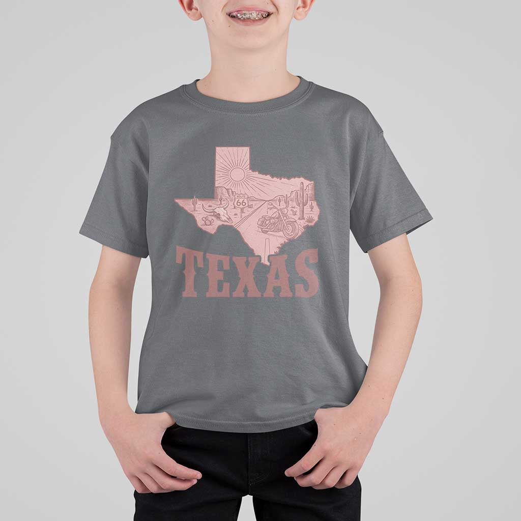 Texas Route Highway 66 Biker T Shirt For Kid Vintage Biker Road Trip