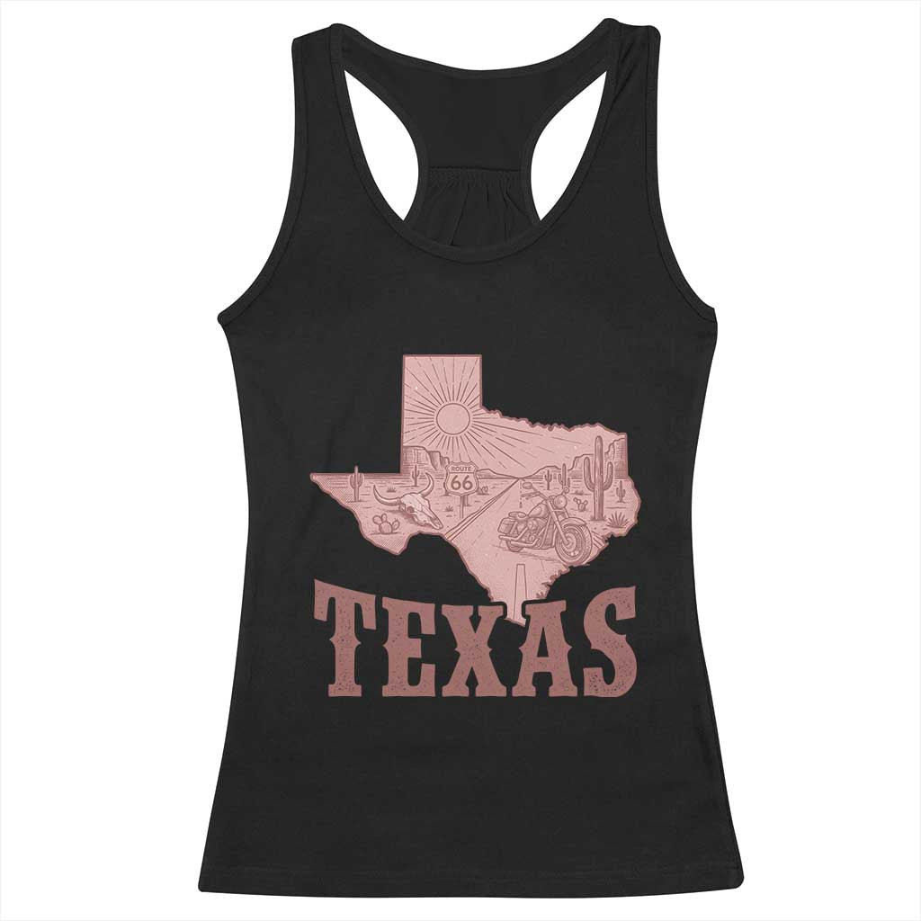 Texas Route Highway 66 Biker Racerback Tank Top Vintage Biker Road Trip