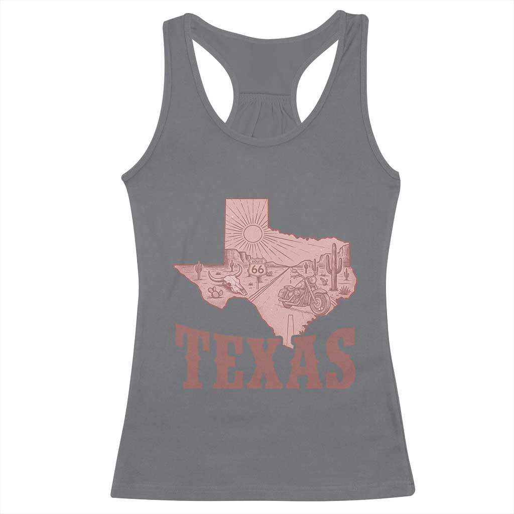 Texas Route Highway 66 Biker Racerback Tank Top Vintage Biker Road Trip