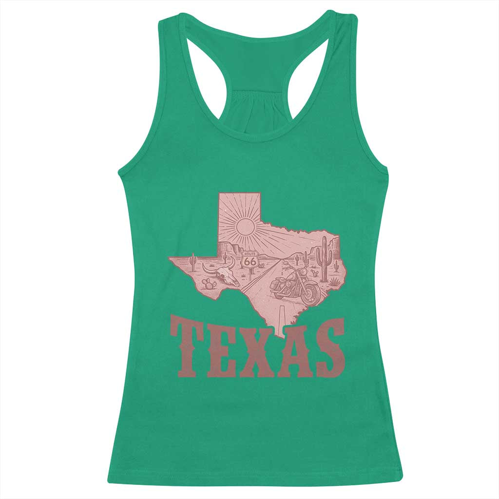 Texas Route Highway 66 Biker Racerback Tank Top Vintage Biker Road Trip
