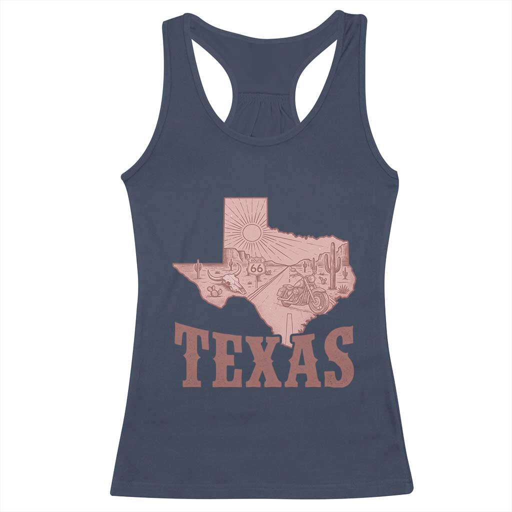 Texas Route Highway 66 Biker Racerback Tank Top Vintage Biker Road Trip