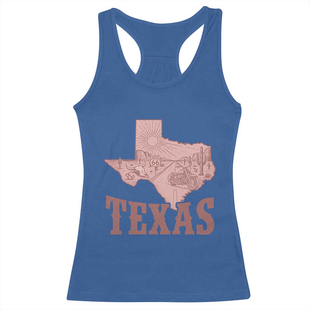 Texas Route Highway 66 Biker Racerback Tank Top Vintage Biker Road Trip