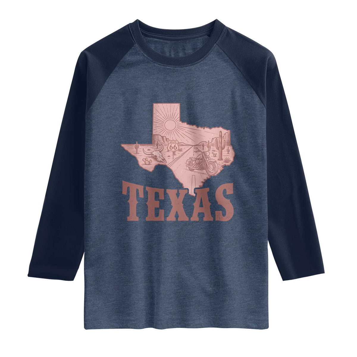 Texas Route Highway 66 Biker Raglan Shirt Vintage Biker Road Trip