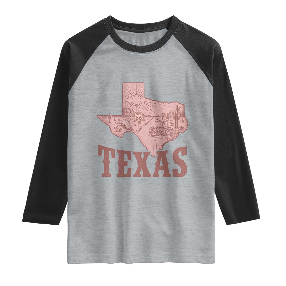 Texas Route Highway 66 Biker Raglan Shirt Vintage Biker Road Trip