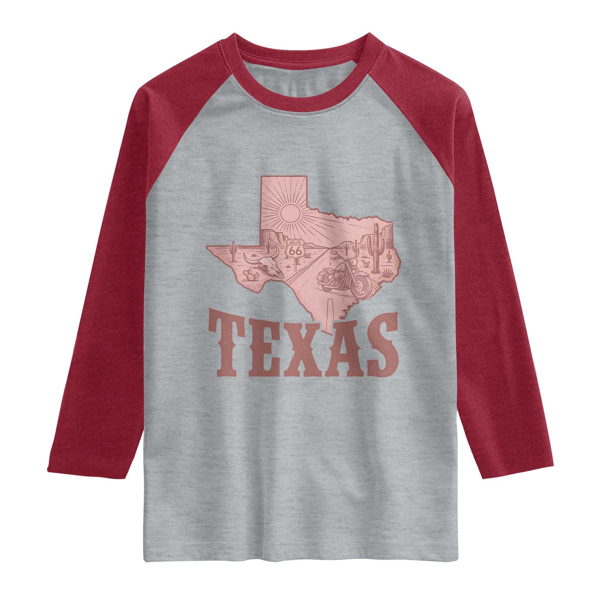 Texas Route Highway 66 Biker Raglan Shirt Vintage Biker Road Trip
