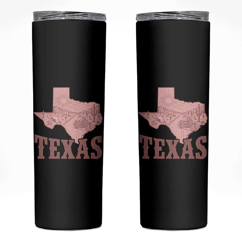 Texas Route Highway 66 Biker Skinny Tumbler Vintage Biker Road Trip