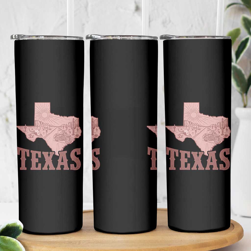 Texas Route Highway 66 Biker Skinny Tumbler Vintage Biker Road Trip