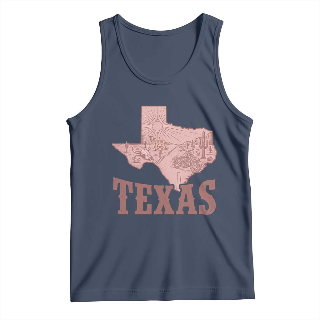 Texas Route Highway 66 Biker Tank Top Vintage Biker Road Trip