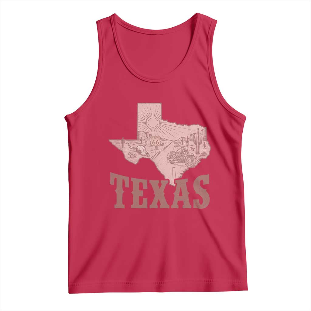 Texas Route Highway 66 Biker Tank Top Vintage Biker Road Trip