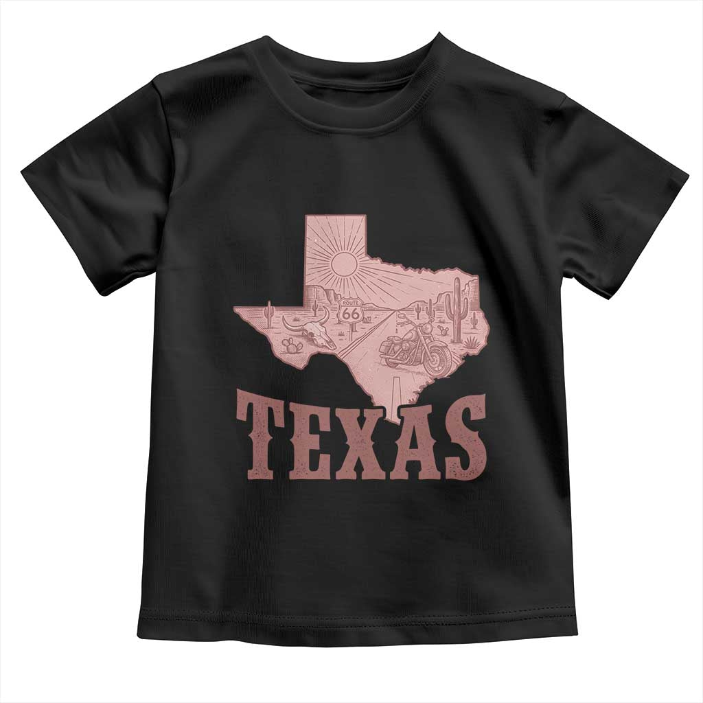 Texas Route Highway 66 Biker Toddler T Shirt Vintage Biker Road Trip