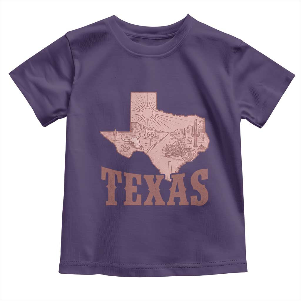 Texas Route Highway 66 Biker Toddler T Shirt Vintage Biker Road Trip