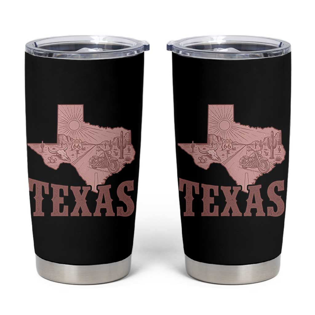 Texas Route Highway 66 Biker Tumbler Cup Vintage Biker Road Trip