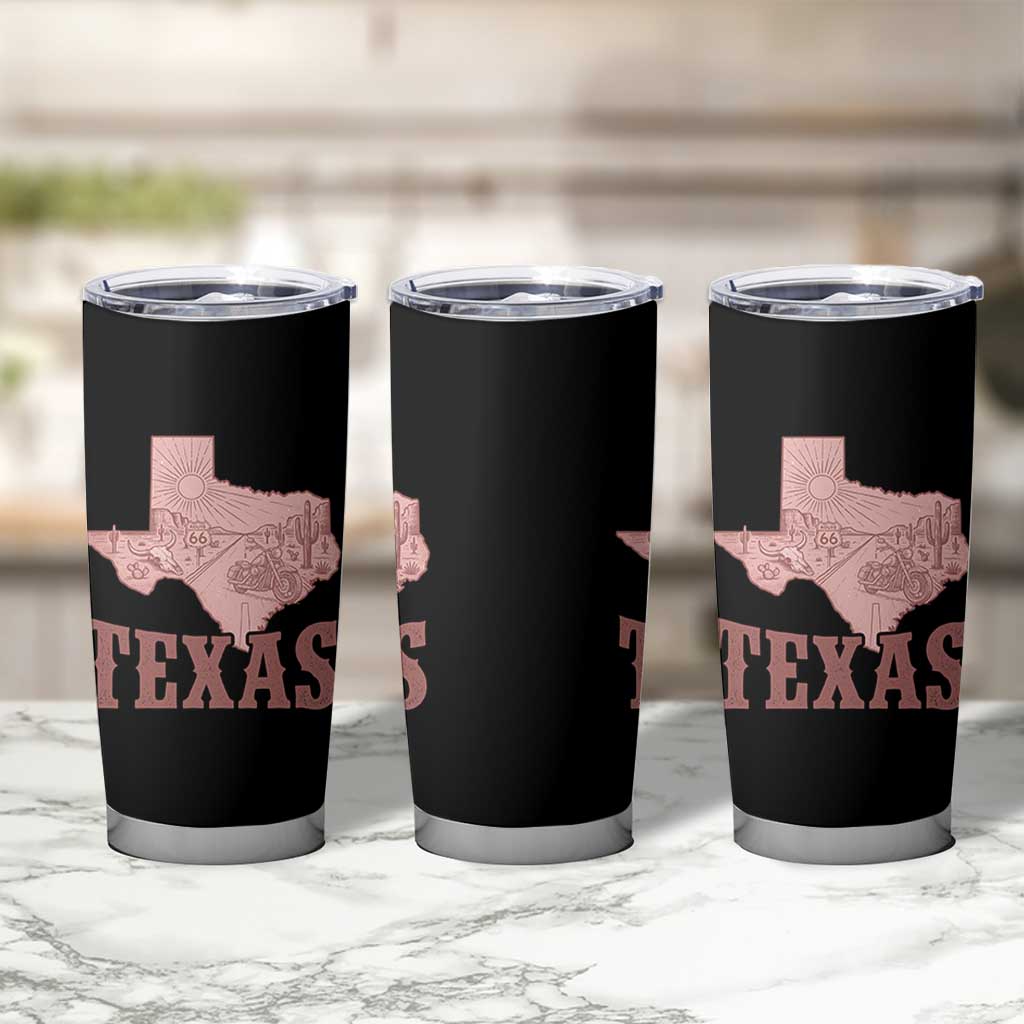 Texas Route Highway 66 Biker Tumbler Cup Vintage Biker Road Trip