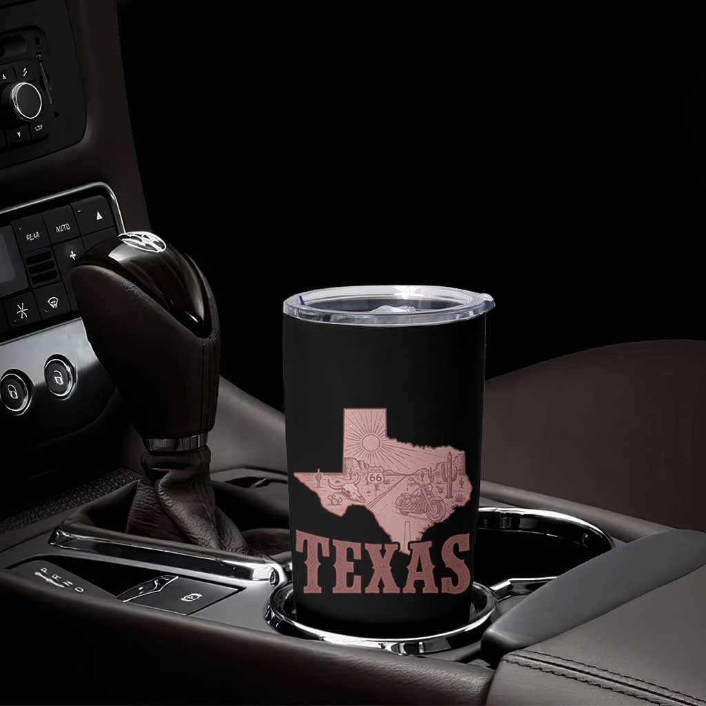 Texas Route Highway 66 Biker Tumbler Cup Vintage Biker Road Trip