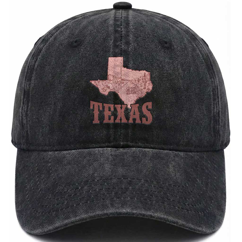 Texas Route Highway 66 Biker Washed Cotton Baseball Cap Vintage Biker Road Trip