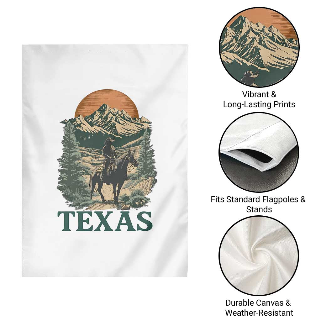 Texas Western Cowboy Life Garden Flag Vintage Horse Riding Graphic