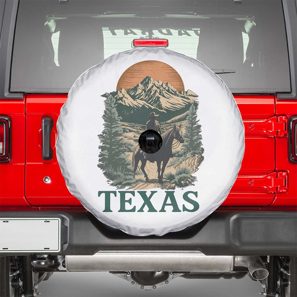 Texas Western Cowboy Life Spare Tire Cover Vintage Horse Riding Graphic