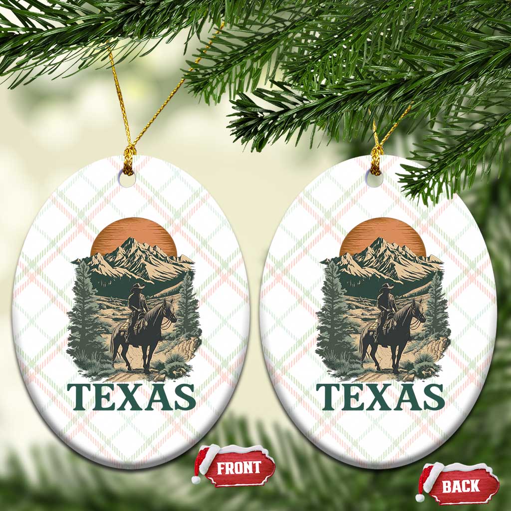 Texas Western Cowboy Life Ceramic Ornament Vintage Horse Riding Graphic