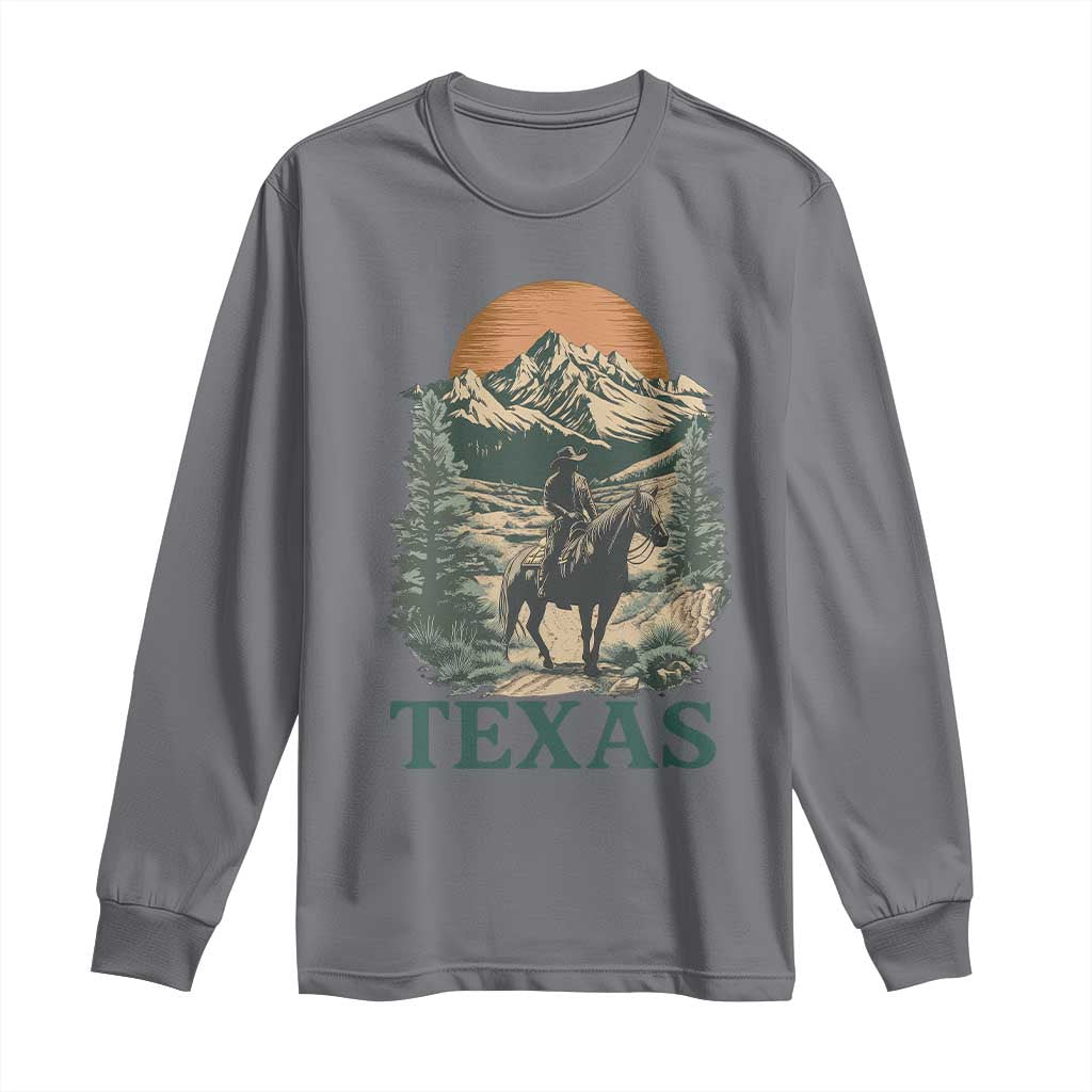 Texas Western Cowboy Life Long Sleeve Shirt Vintage Horse Riding Graphic