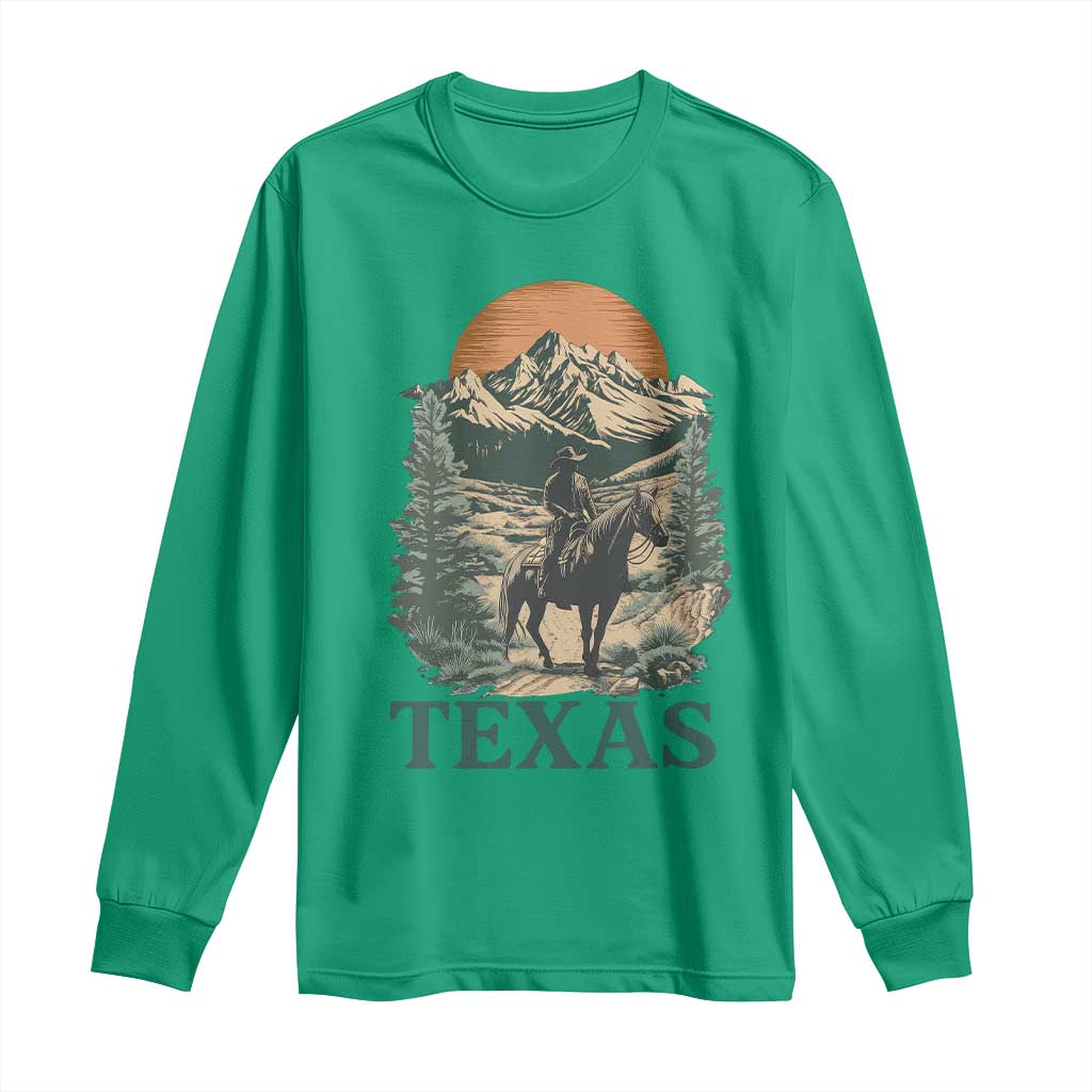 Texas Western Cowboy Life Long Sleeve Shirt Vintage Horse Riding Graphic