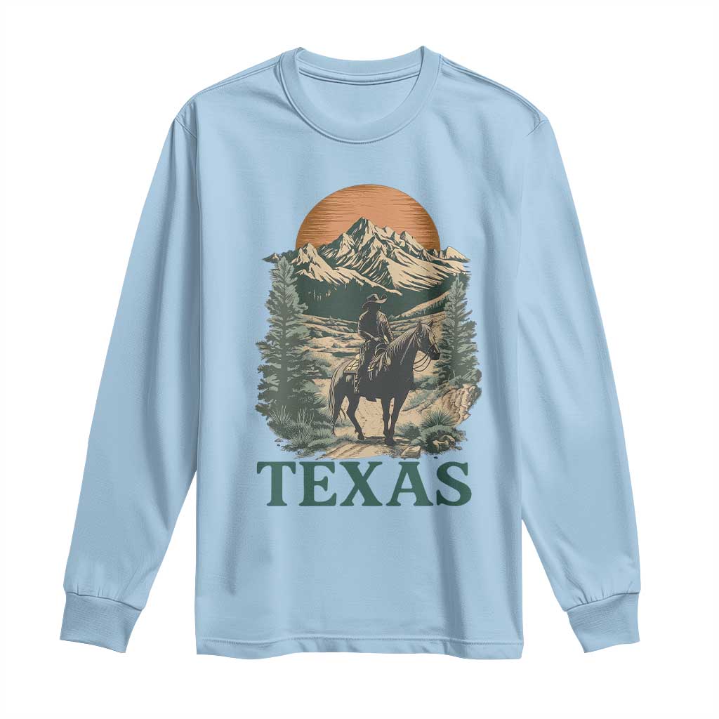 Texas Western Cowboy Life Long Sleeve Shirt Vintage Horse Riding Graphic