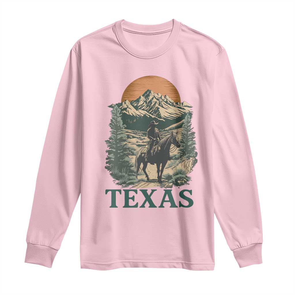 Texas Western Cowboy Life Long Sleeve Shirt Vintage Horse Riding Graphic