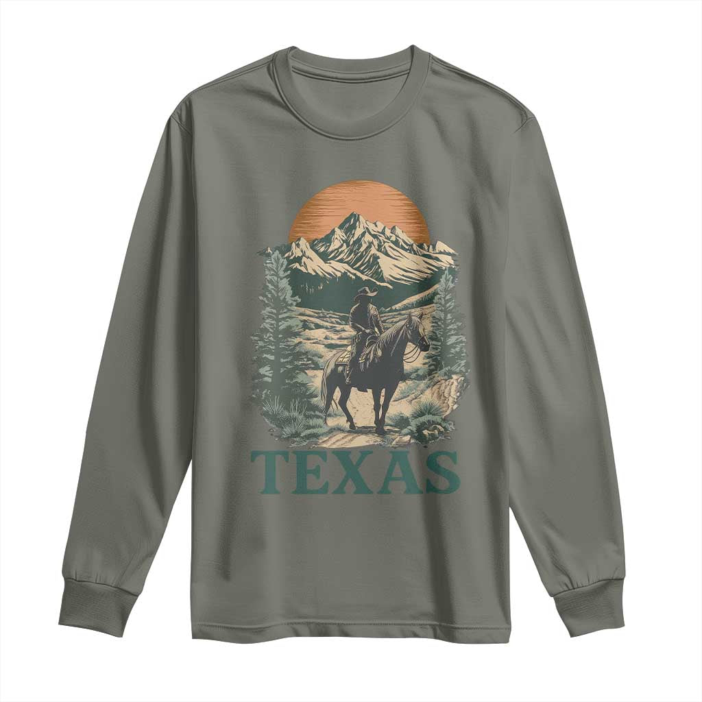 Texas Western Cowboy Life Long Sleeve Shirt Vintage Horse Riding Graphic