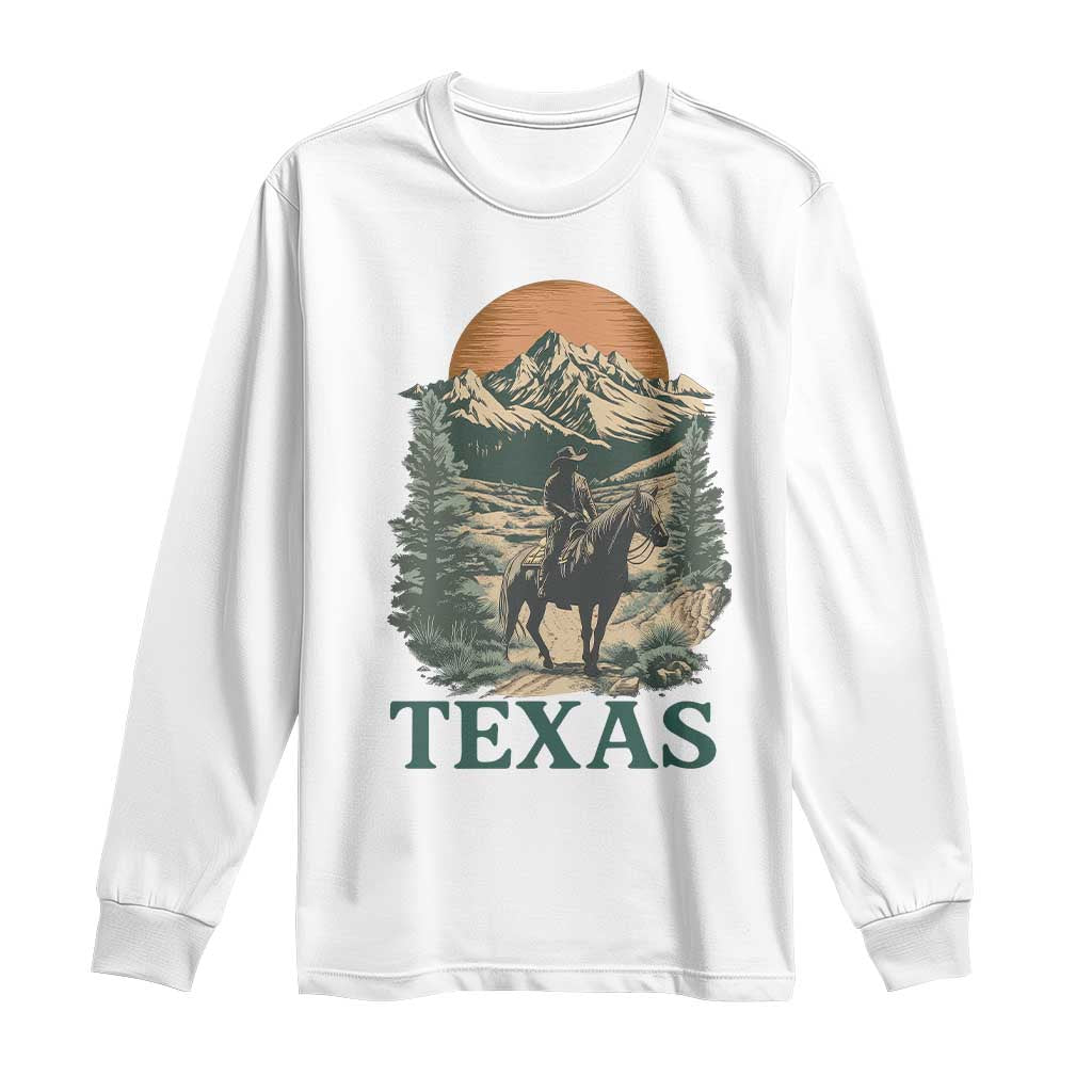 Texas Western Cowboy Life Long Sleeve Shirt Vintage Horse Riding Graphic