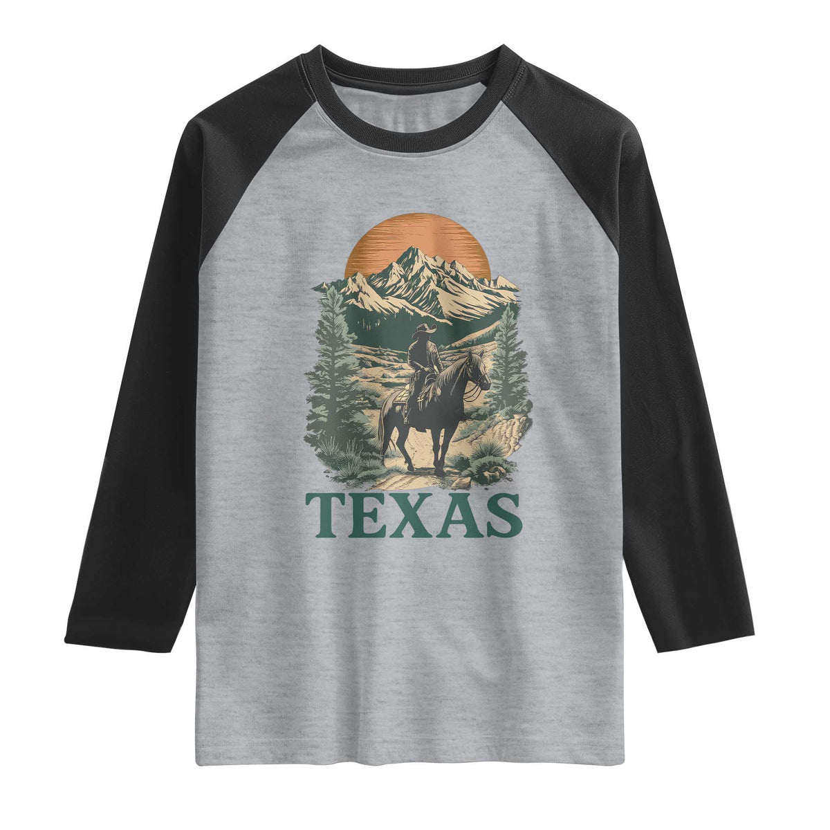 Texas Western Cowboy Life Raglan Shirt Vintage Horse Riding Graphic