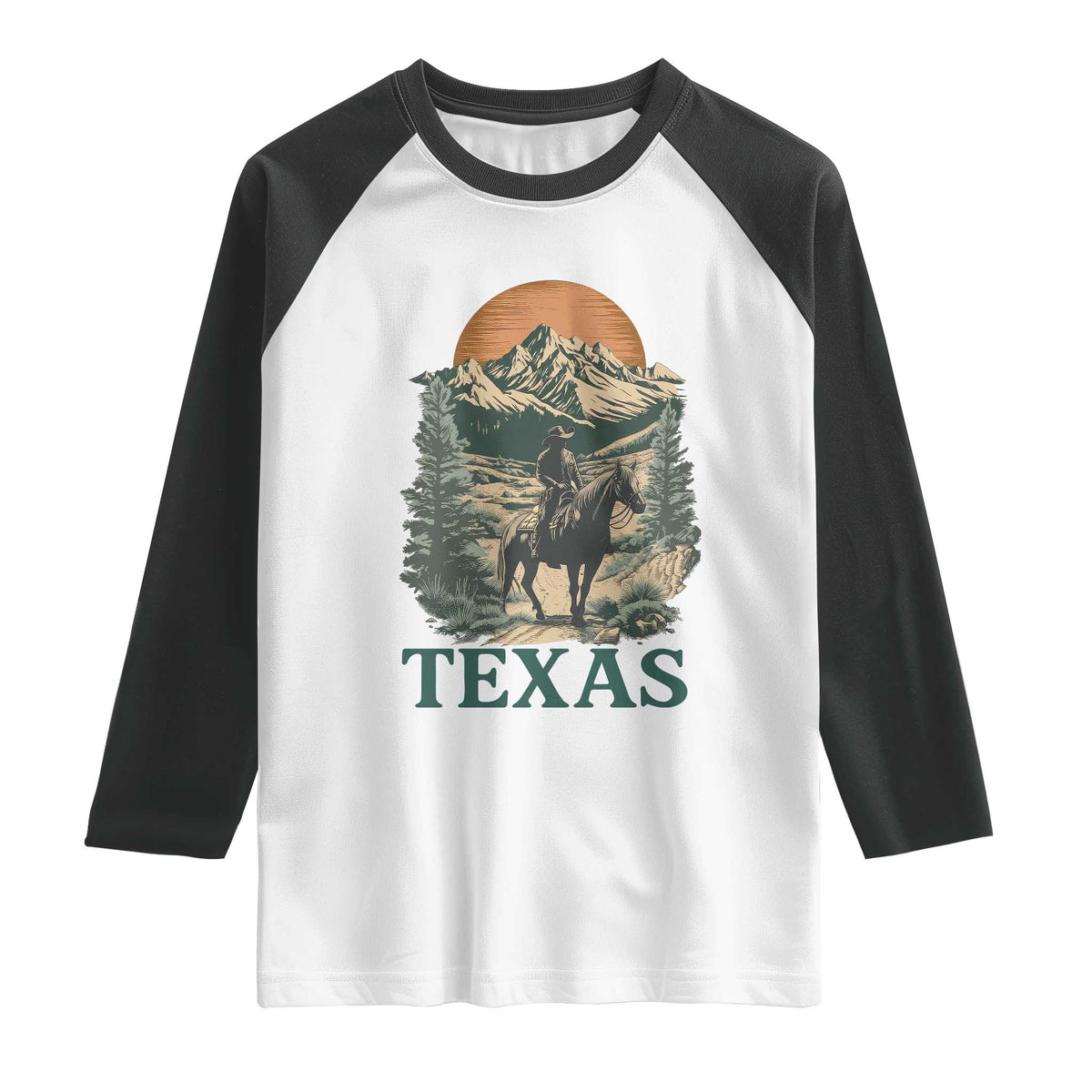 Texas Western Cowboy Life Raglan Shirt Vintage Horse Riding Graphic