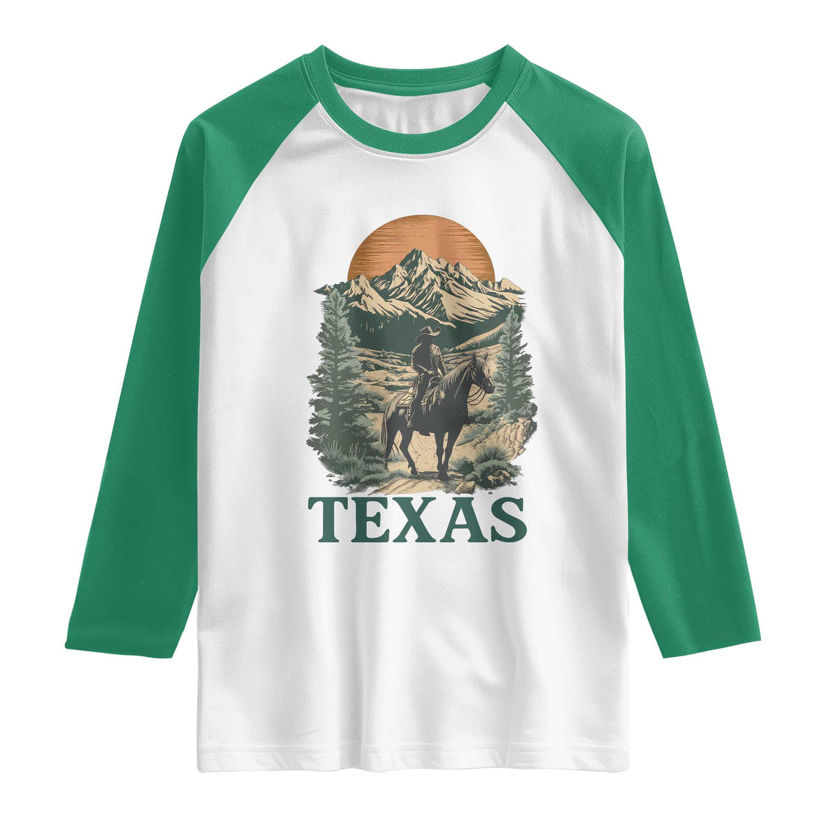 Texas Western Cowboy Life Raglan Shirt Vintage Horse Riding Graphic
