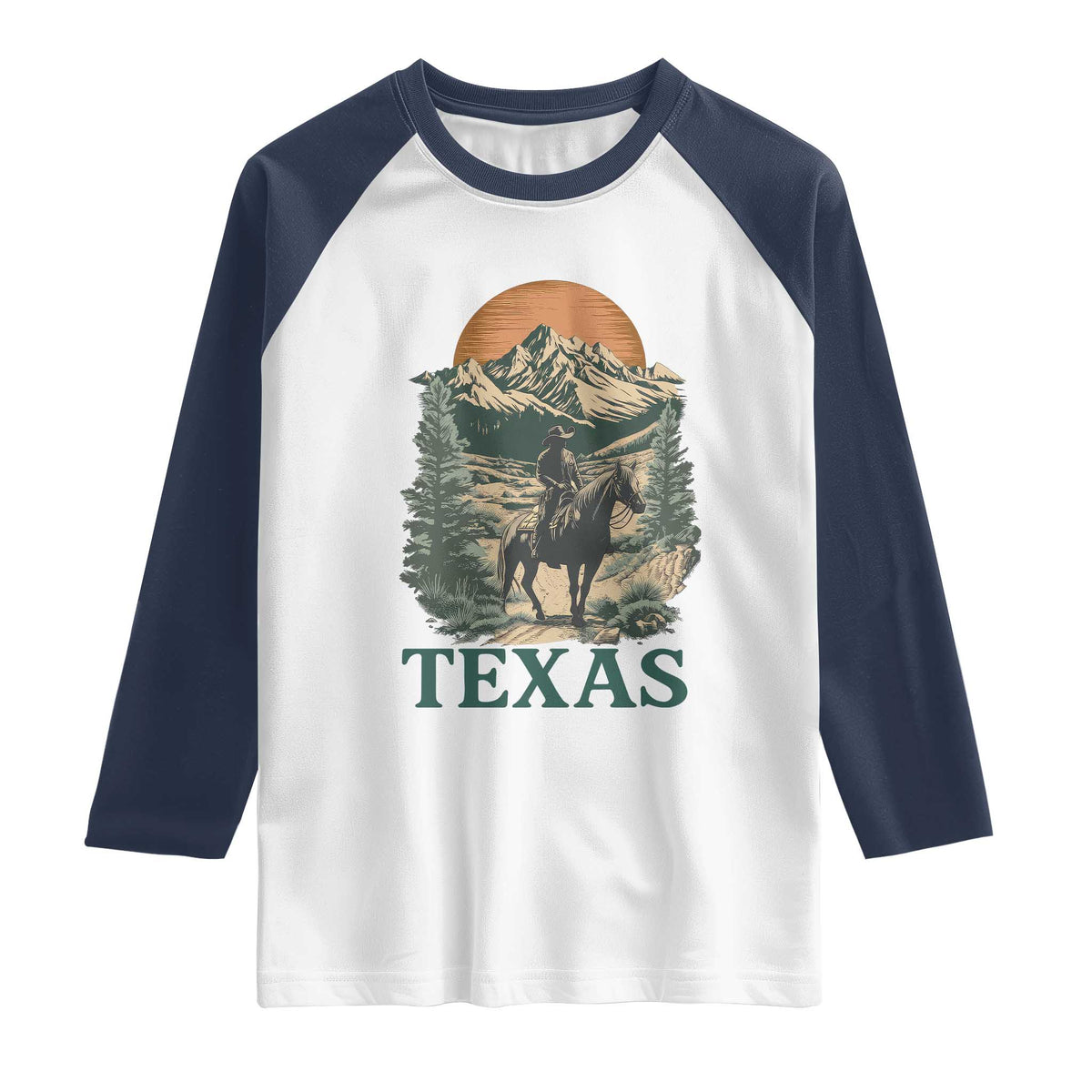 Texas Western Cowboy Life Raglan Shirt Vintage Horse Riding Graphic