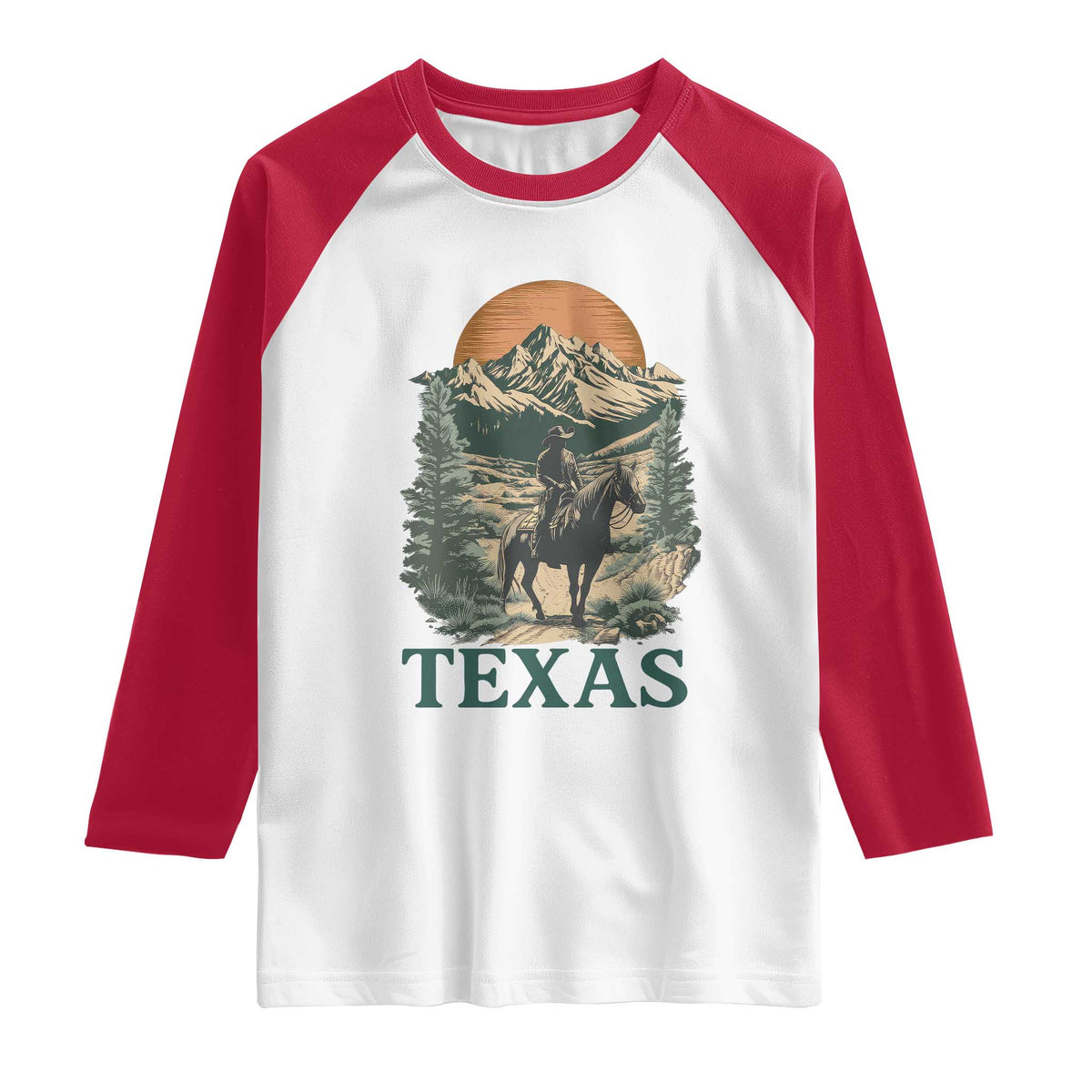 Texas Western Cowboy Life Raglan Shirt Vintage Horse Riding Graphic