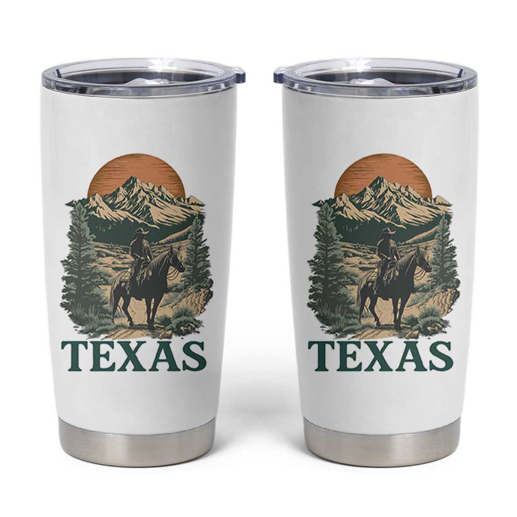 Texas Western Cowboy Life Tumbler Cup Vintage Horse Riding Graphic