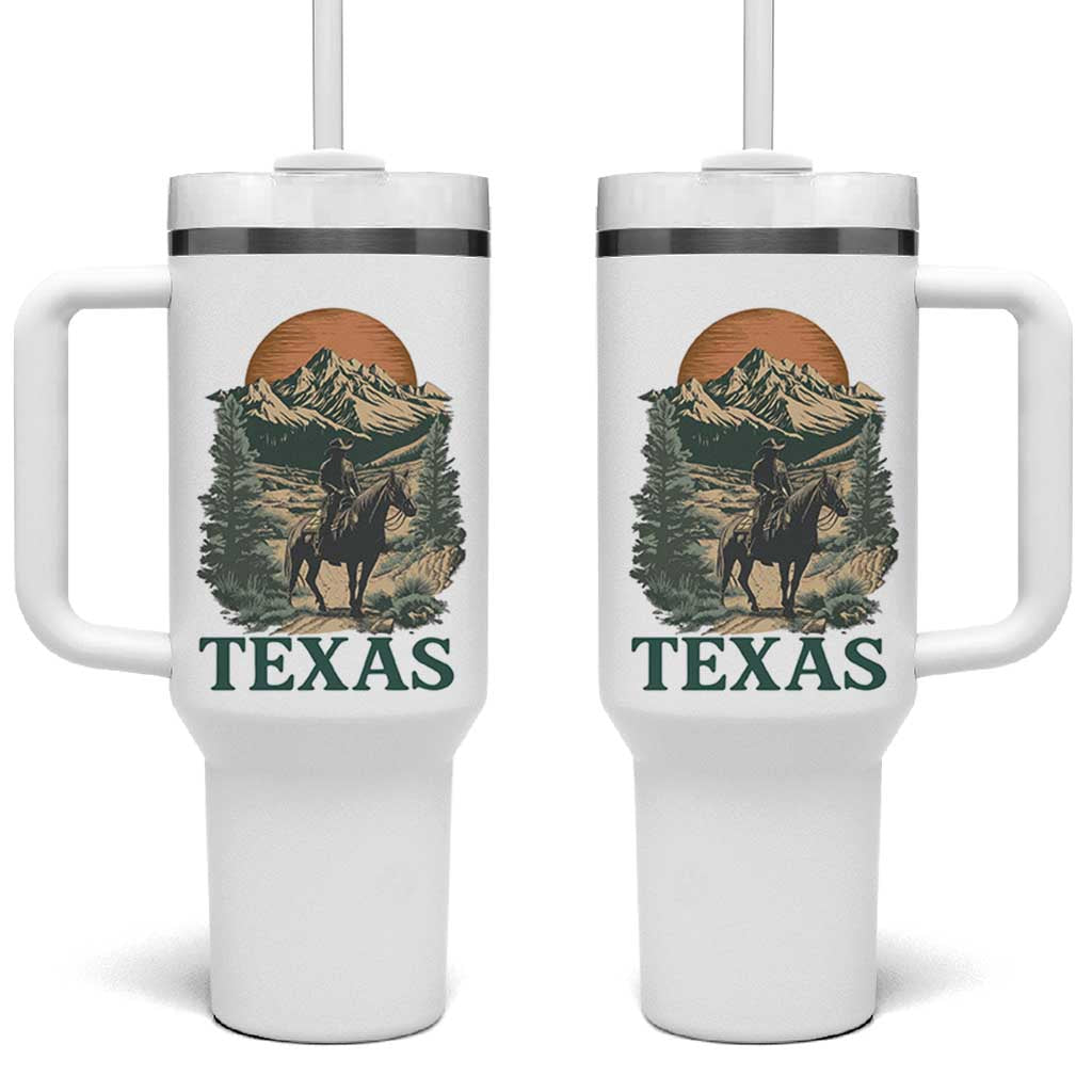 Texas Western Cowboy Life Tumbler With Handle Vintage Horse Riding Graphic