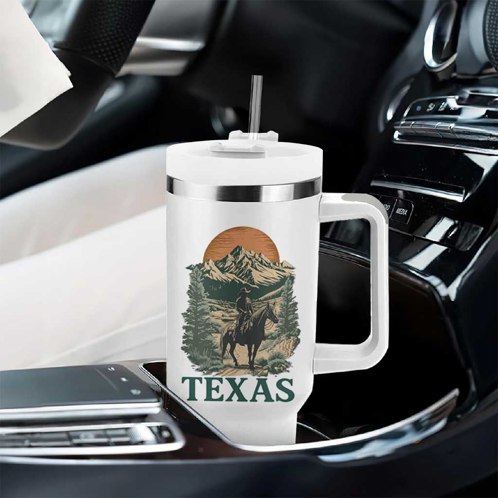 Texas Western Cowboy Life Tumbler With Handle Vintage Horse Riding Graphic