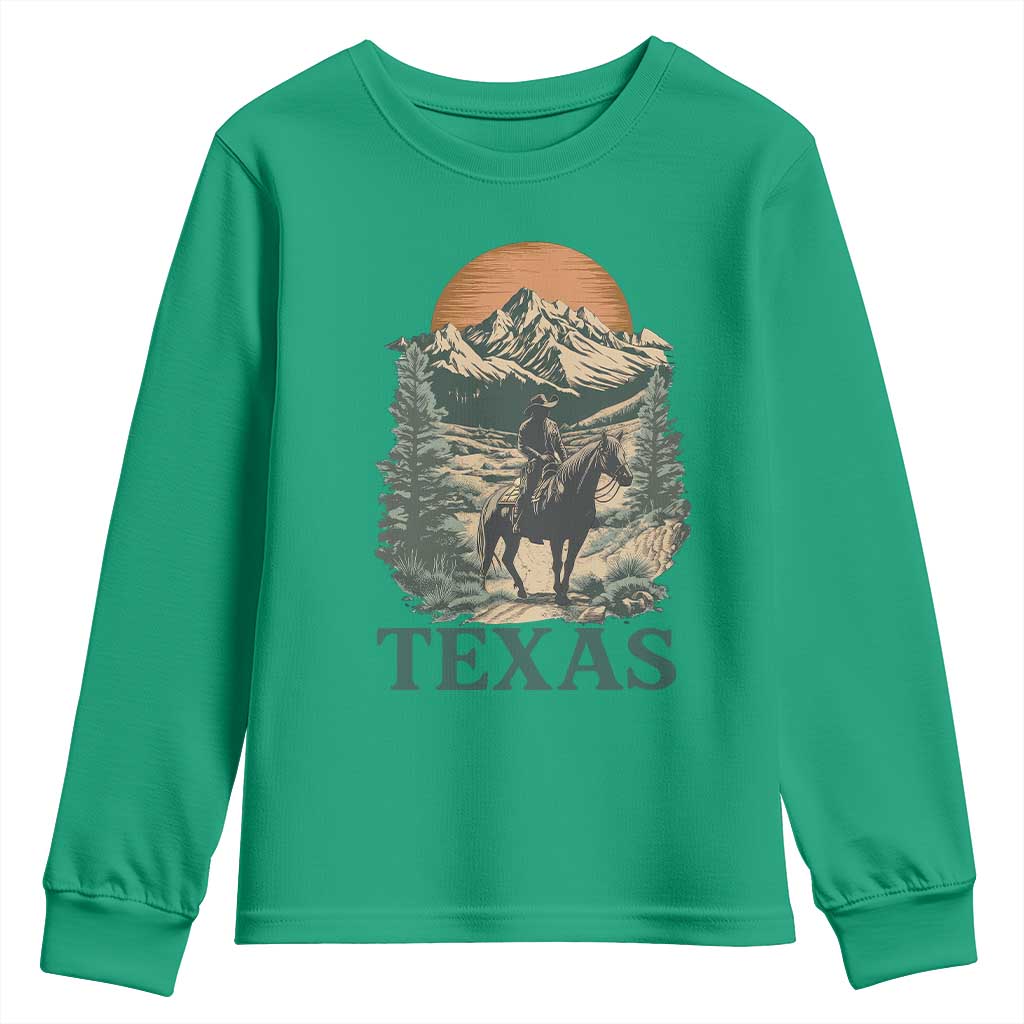 Texas Western Cowboy Life Youth Sweatshirt Vintage Horse Riding Graphic