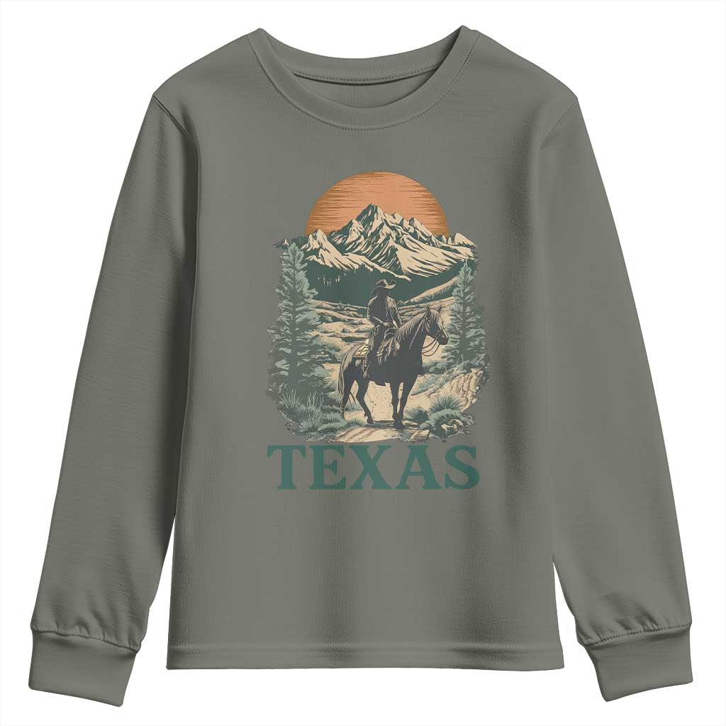 Texas Western Cowboy Life Youth Sweatshirt Vintage Horse Riding Graphic