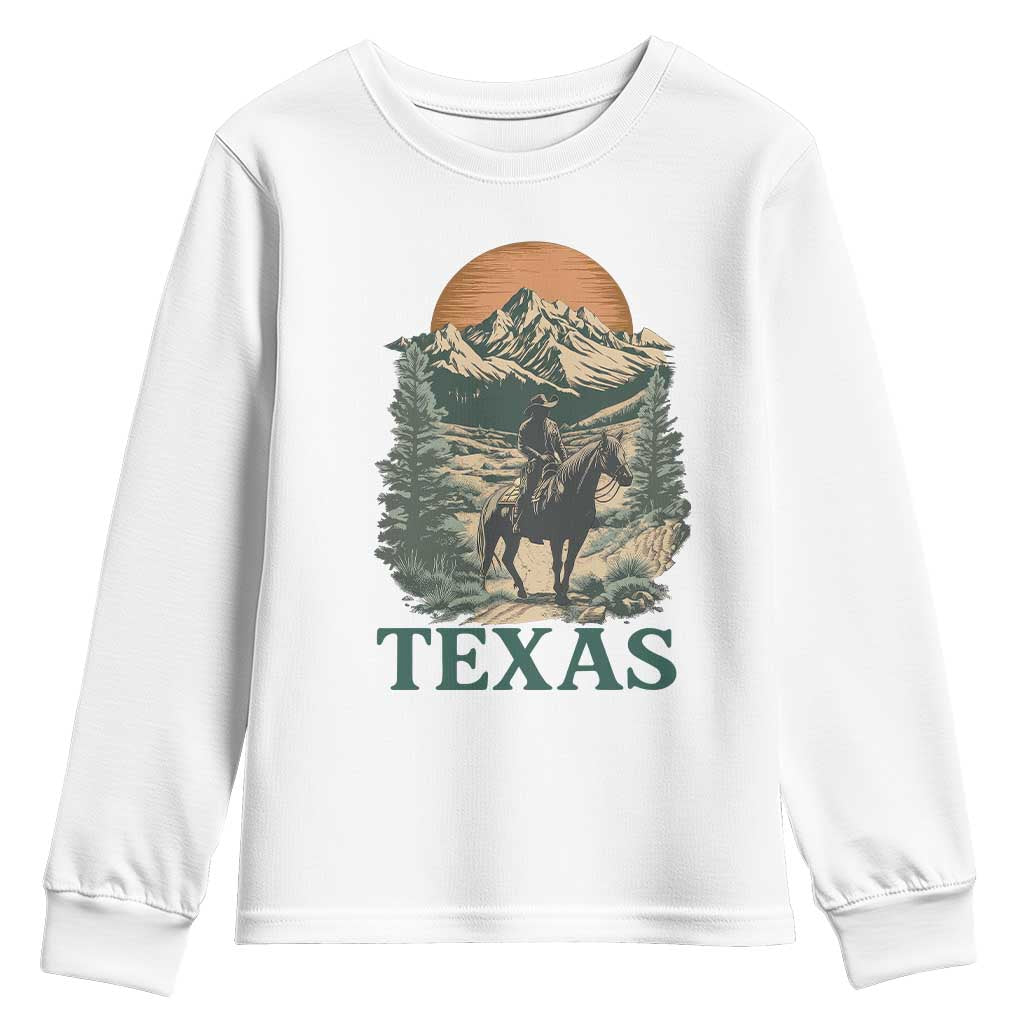 Texas Western Cowboy Life Youth Sweatshirt Vintage Horse Riding Graphic