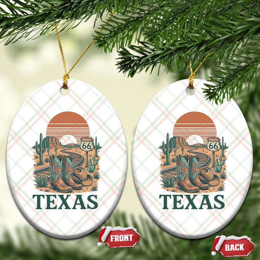 Vintage Route Highway 66 Texas Ceramic Ornament Amarillo Road Trip Adventure