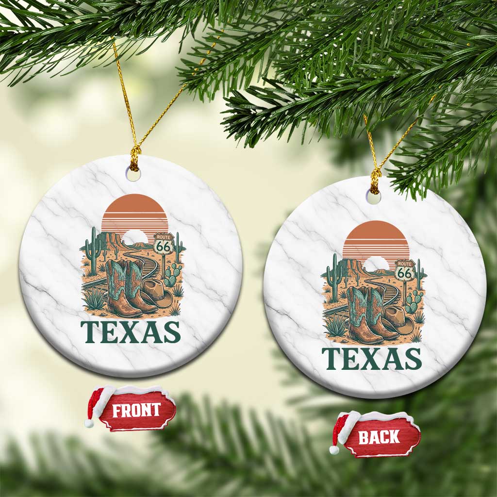 Vintage Route Highway 66 Texas Ceramic Ornament Amarillo Road Trip Adventure