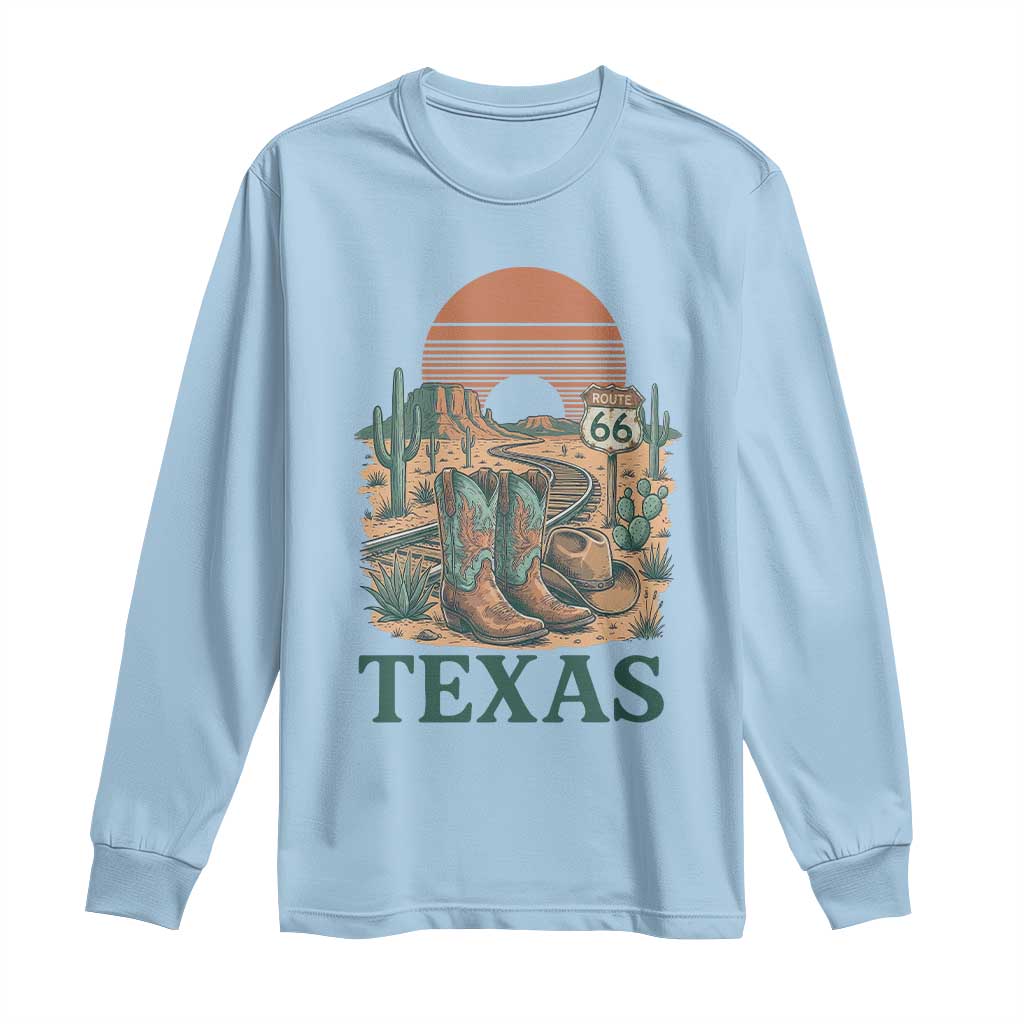 Vintage Route Highway 66 Texas Long Sleeve Shirt Amarillo Road Trip Adventure