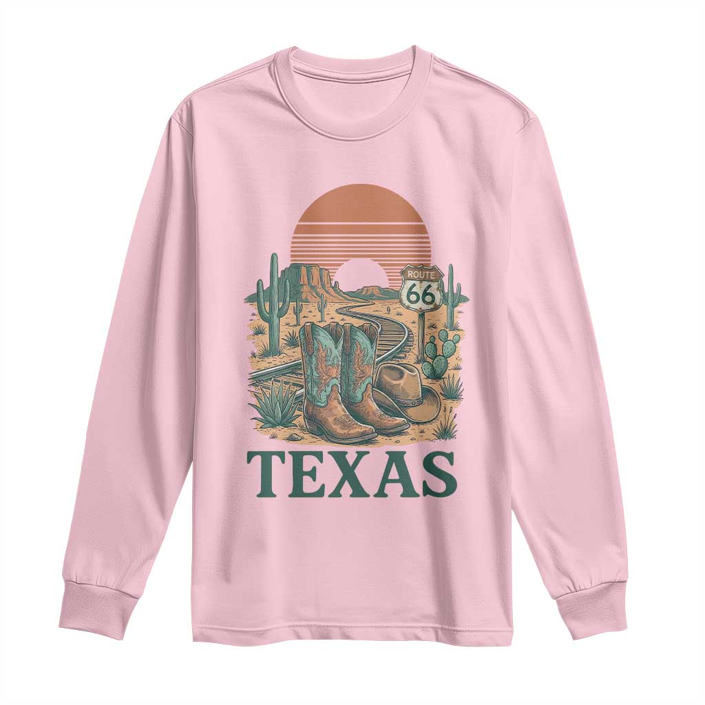 Vintage Route Highway 66 Texas Long Sleeve Shirt Amarillo Road Trip Adventure