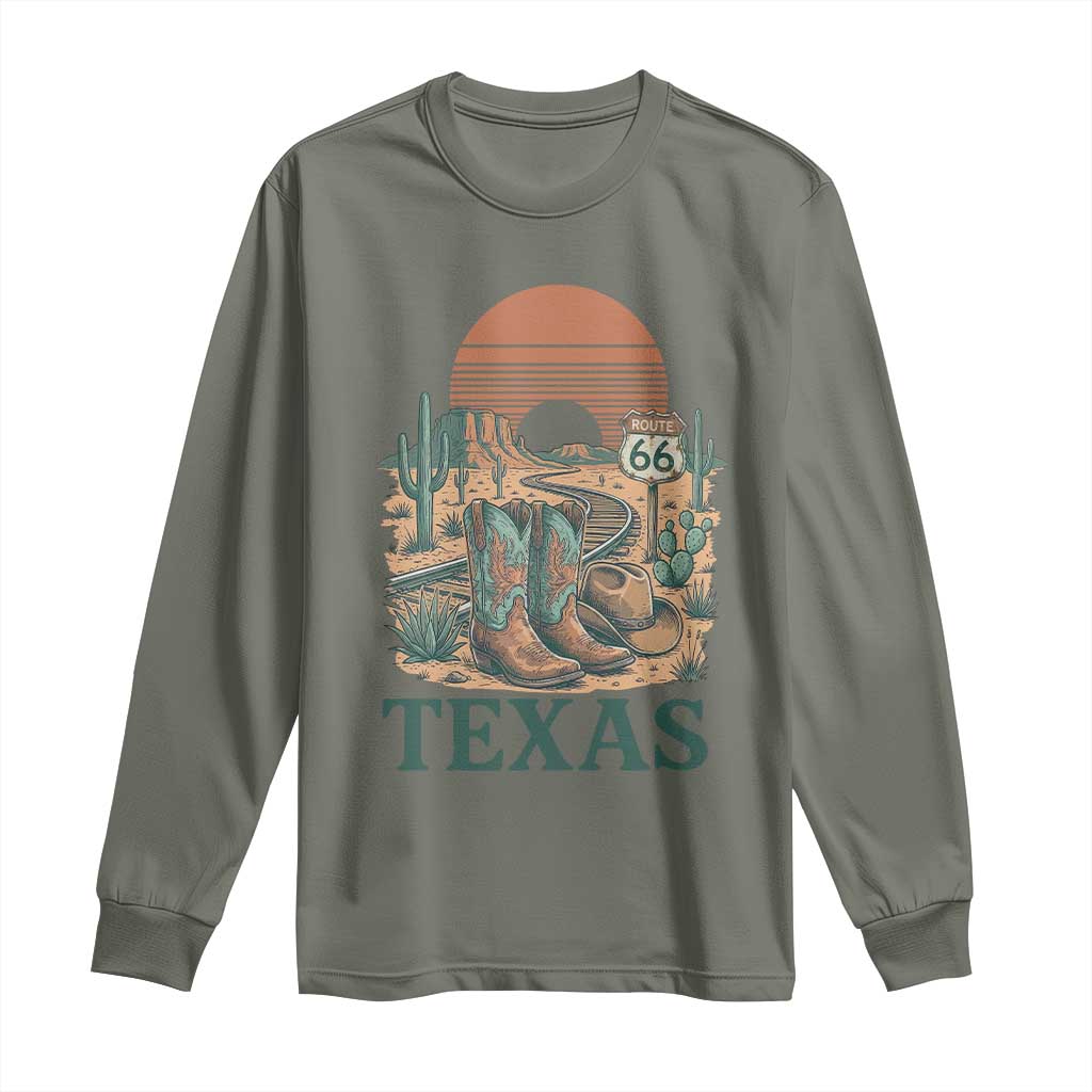 Vintage Route Highway 66 Texas Long Sleeve Shirt Amarillo Road Trip Adventure